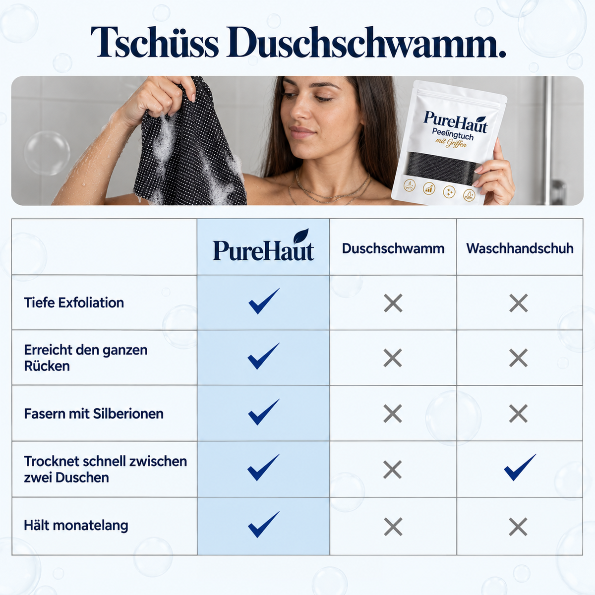 PureHaut Peeling-Duschtuch